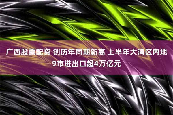 广西股票配资 创历年同期新高 上半年大湾区内地9市进出口超4万亿元