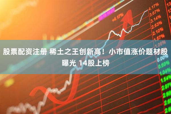 股票配资注册 稀土之王创新高！小市值涨价题材股曝光 14股上榜